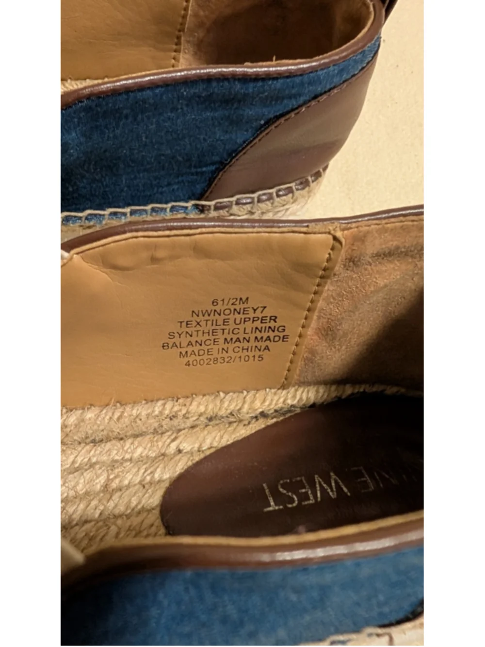 Nine West Youth Denim Espadrilles Slip On Size Y7 Sandals F81